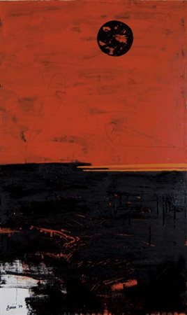 CORRADO ZANI Pordenone 1952 La luna nera 1999 olio su tela, 100x60 firma e...