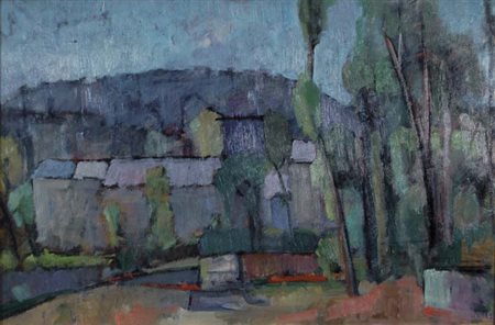 NANDO COLETTI Treviso 1907 - 1979 Paesaggio 1949 olio su tavola, 40x60...