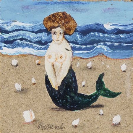 ANTONIO POSSENTI Lucca 1933 Sirena olio su tavola, 12x12 firma in basso al...