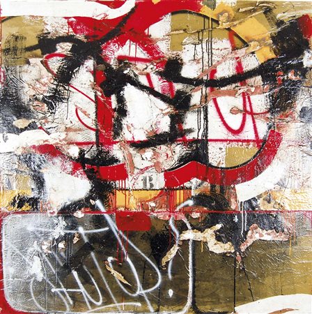 RAE MARTINI Milano 1976 Wild Thought 2008 polimaterico su tela, 150x150 firma...