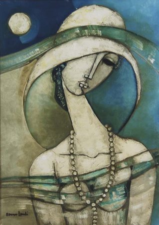 BRUNO LANDI Roma 1941 Foto ricordo 1996 olio su tela, 70x50 firma in basso a...