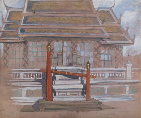 PIERO ZUFFI Imola 1919 - 2006 Città proibita di Pechino 1950 olio su cartone...