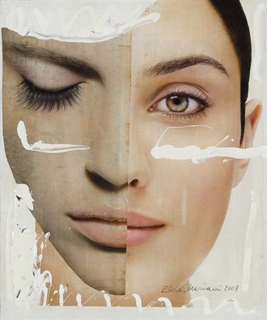 ELIO MARIANI Milano 1943 Volto 2008 tecnica mista e collage su tela, 30x25...