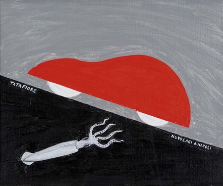 ERNESTO TATAFIORE Marigliano (Na) 1943 Nuvolari a Napoli olio su tela, 24x30...