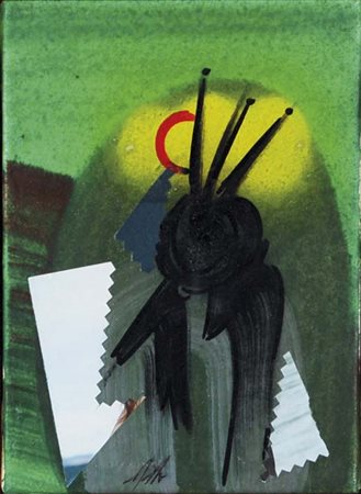 SERGIO DANGELO Milano 1932 senza titolo olio su tela, 18x13 firma in basso al...