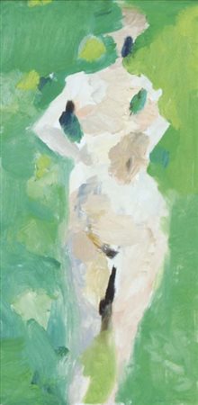 ERNESTO TRECCANI Milano 1920 - 2009 Figura 1966 olio su tela, 50x25 firma in...