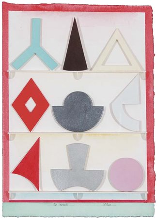 LUCIO DEL PEZZO Napoli 1933 Tre mensole assemblaggio e tecnica mista su carta...