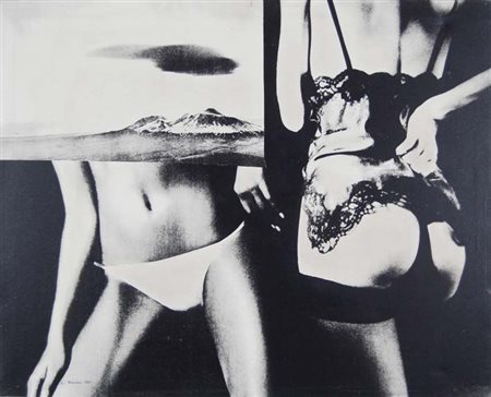 ELIO MARIANI Milano 1943 Doppia esposizione 1970 serigrafia su tela esemplare...