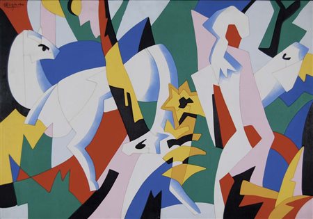 UGO NESPOLO Mosso Santa Maria (Vc) 1941 Un cavaliere azzurro 1987 legno...