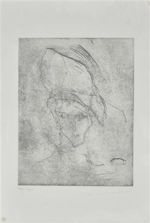 Ernesto Treccani SENZA TITOLO incisione su carta, cm 50x35 (lastra cm 32x25)...