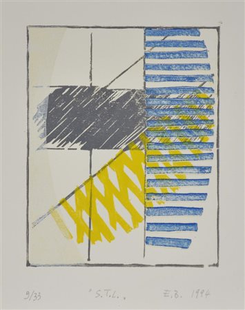 Emiliano Bonfanti S.T.L. xilografia su cartoncino, cm 28x22 sigla, titolo e...