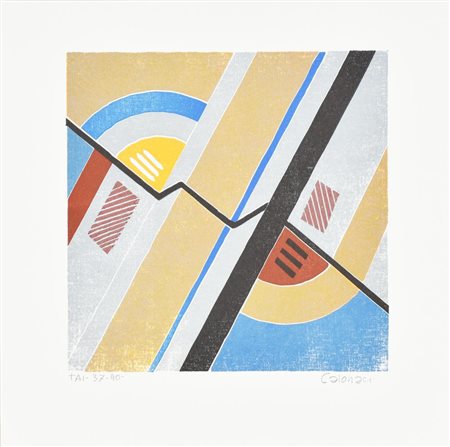 Giuseppe Calonaci COMPOSIZIONE serigrafia su carta, cm 25x25; es. TAI-37-90...