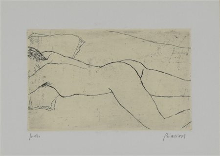 Renzo Biasion NUDO DI SCHIENA incisione su carta, cm 13x16 (lastra cm...
