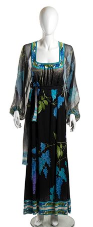 LEONARD<br>ABITO LUNGO IN CHIFFON<br>Anni ‘70