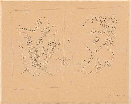 Lucio Fontana (Rosario di Santa Fè 1899-Varese 1968)  - Disegno piccolo bianco e nero, 1949