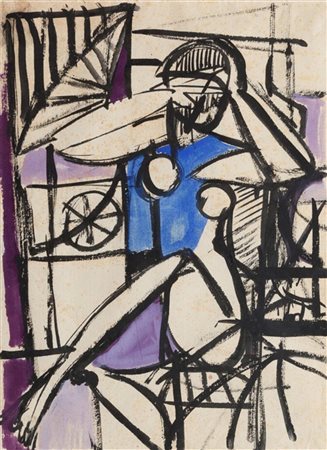 Giulio Turcato (Mantova 1912-Roma 1995)  - Donna seduta, around 1946