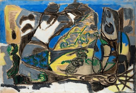Renato Birolli (Verona 1905-Milano 1959)  - Rocce e Mare, 1952