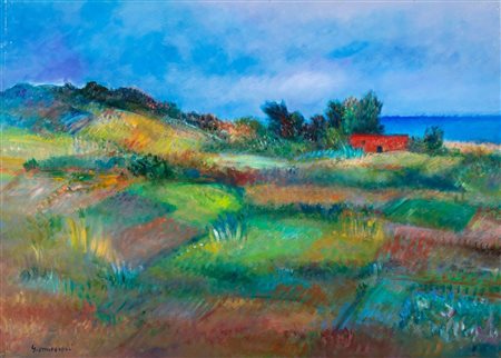 Giovanni Omiccioli (Roma 1901-1975)  - Capanno rosso, around 1966