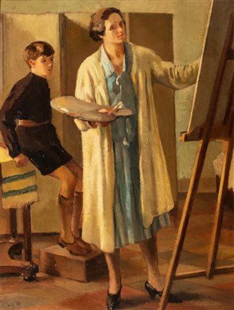 Leonetta Cecchi Pieraccini (Poggibonsi 1882-Roma 1977)  - Lo studio dell'Artista, 1929