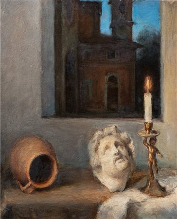 Aurelio Bulzatti (Argenta 1954)  - Natura morta con candela, 1985