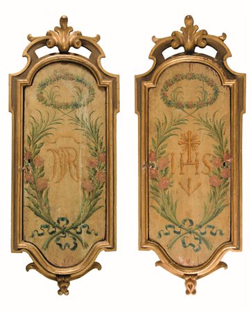 COPPIA DI RELIQUIARI EMILIANI, metà del XVIII secolo. Ciascuno avente cornice...