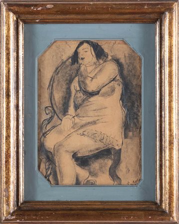Tino Rosa (Città del Capo 1906 - Padova 1985), “Donna seduta in sottoveste”, 1934.