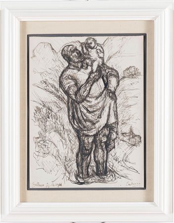 Guido Cadorin (Venezia 1892 - 1976), “Figura maschile con bambino”, 1944.