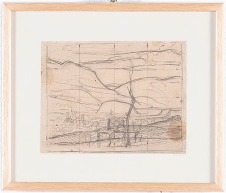 Umberto Moggioli (Trento 1886 - Roma 1919), “Paesaggio con albero”.