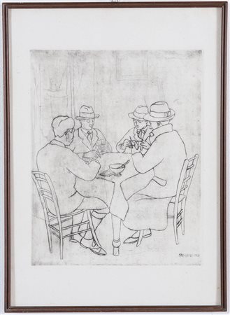 Arturo Cavicchini (Ostiglia 1907 - Mantova 1942), “Giocatori di carte”, 1928.