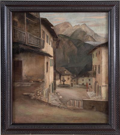 Ubaldo Oppi (Bologna 1889 - Vicenza 1942), “Veduta di Valle di Cadore”, 1927.