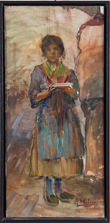 Alessandro Milesi (Venezia 1856 - 1945), “Bambina con vassoio”.