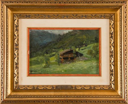 Guglielmo Ciardi (Venezia 1842 - 1917), “La malga”, 1900 c.