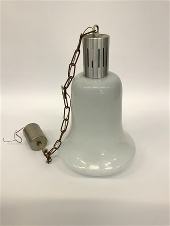 Lampada a sospensione in alluminio e metallo a una luce con diffusore in vetro