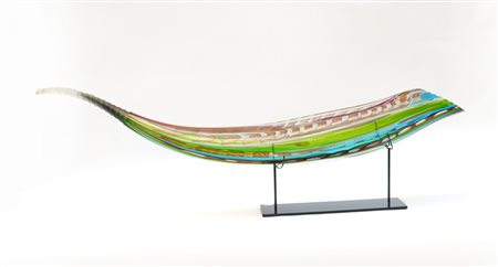 Afro Celotto "Gondola"
Scultura in vetro a canne policrome e con avventurina su