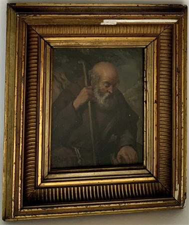 Ignoto del XIX Secolo "Frate francescano" olio su cartoncino (cm 21x17) Reca fi