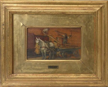 Ruggero Panerai (Attribuito)

"Studio per "Lavoranti" 
olio su tavola (cm 11,5x1