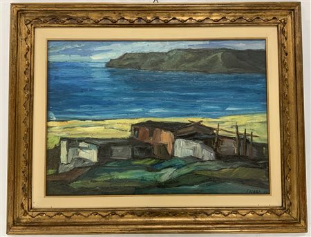 Franz Ficara Lotto composto da due dipinti ad olio su tela: uno raffigurante mar