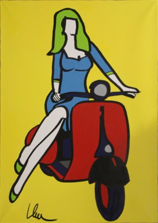 MARCO LODOLA (DORNO 1955) Senza titolo Smalti su tela Anni 2000 Dim. 100x70...