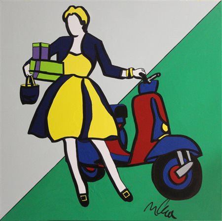 MARCO LODOLA (DORNO 1955) Senza titolo Smalti su tela Anni 2000 Dim. 100x100...