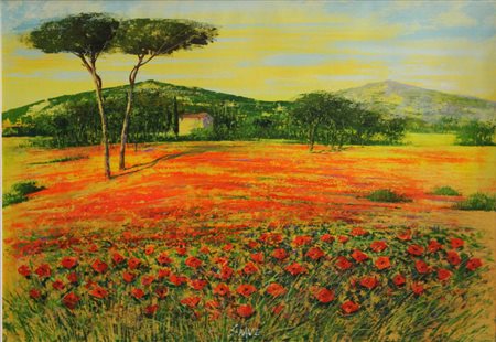 MARIO SOAVE (FORTE DEI MARMI 1955) La mia toscana Olio su tela Dim. 70x100...