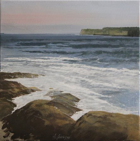 AGOSTINO CANCOGNI (FORTE DEI MARMI 1950) Scogliera Olio su tela Dim. 50x50...