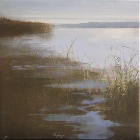 AGOSTINO CANCOGNI (FORTE DEI MARMI 1950) La padule Olio su tela Dim. 50x50...