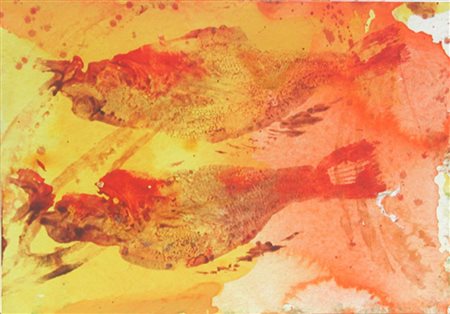 MASSIMO BARZAGLI (MARRADI 1960) Pesci 1996 olio su carta 12,5x17,5