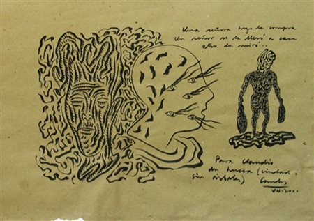 CARLOS CAPELAN (MONTEVIDEO 1948) Volti e figura anno 2000 Tecnica mista su...