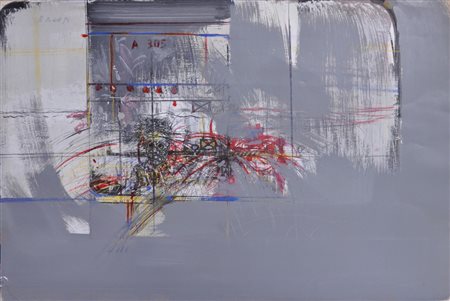 PIERLUIGI ROMANI (LUCCA 1936) A-305 Anno 1974 tecnica mista su casrta 55,5x72