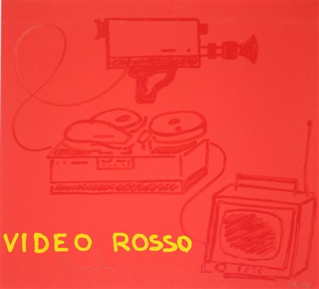 ALDO MONDINO (TORINO 1938-TORINO 2005) Video Rosso Serigrafia Dim. 60x60...