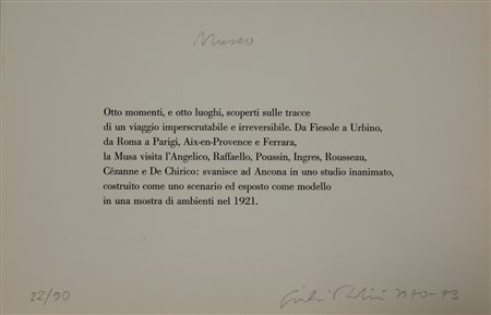 GIULIO PAOLINI (GENOVA 1940) Museo Cartella contenente 9 fotolitografie Anno...