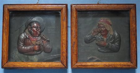 Coppia di bassorilievi in cera - A pair of wax bas-reliefs