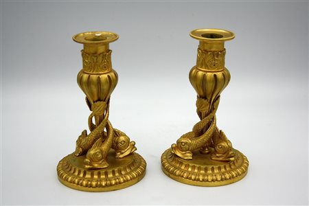 Coppia di candelieri - A pair of bronze candlesticks