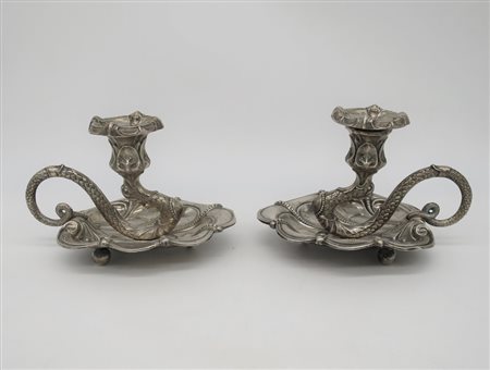 Coppia di bugie in argento - A pair of silver candlesticks